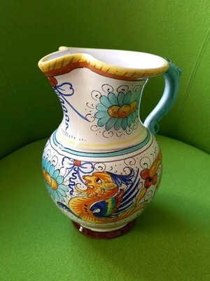 Deruta Fidia Kanne 19,5 cm hoch. Vintage Raffaellesco Seedrachen Muster. Gebraucht.