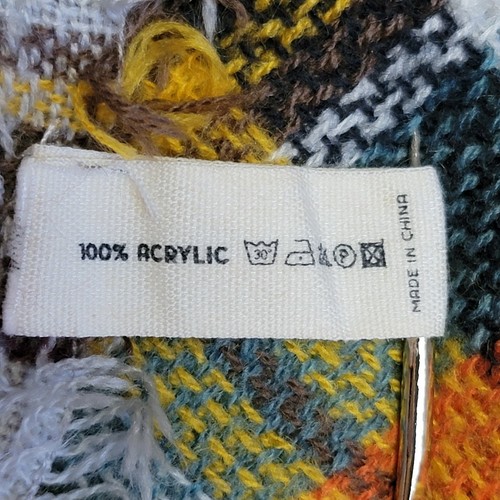 Macchia di Ruggine Blanket Scarf Oversized Plaid Gray Brown Red Green Yellow - Imagen 5 de 5