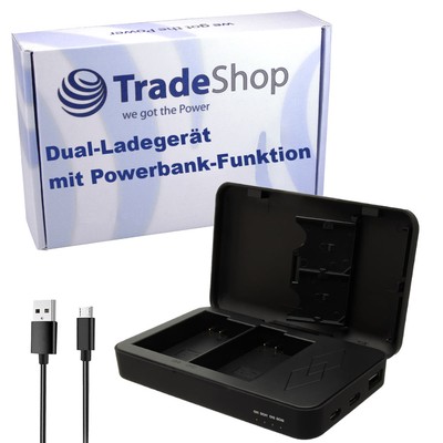 Dual-Ladegerät Powerbank USB-C USB-A für Sony Alpha NEX-5RB, NEX-5RKB, NEX-5RKS