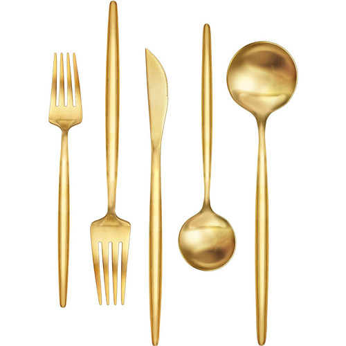 30-Piece Gold Silverware Set, Flatware Set for 6, Food-Grade Stainless Steel ...