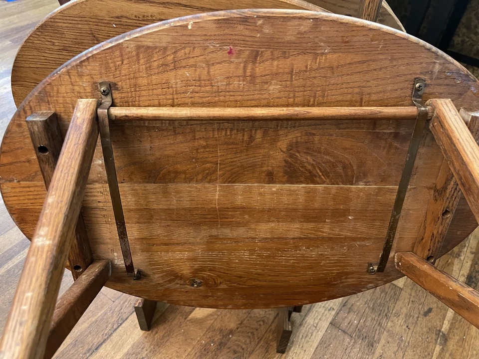 Bandejas de TV plegables vintage ovaladas de madera de roble con soporte de estante juego de 5 piezas 25 x 23 x 16 pulgadas Foto 4 de 4