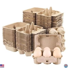 50 Pack Empty Egg Cartons, Reusable Pulp Fiber Storage for Kitchen & Travel