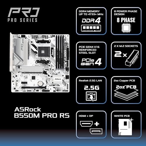 ASRock Mainboard B550M Pro RS AMD Ryzen 5000 Series CPU Sockel AM4 kompatibel - Bild 11 von 14