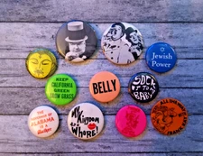 11 PSYCHEDELIC ERA 60'S PINBACK BUTTONS PEACE HIPPIE POLITICAL COUNTERCULTURE