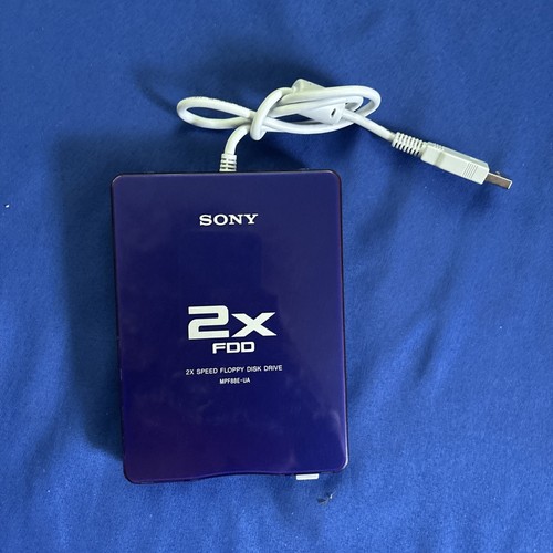 Sony 2X FDD MPF88E USB External 3.5" Floppy Disk Drive Blue Untested - 第 1/7 張圖片