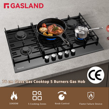 GASLAND Gas Hob 5 Burners Gas Cooker Hob Gas Burner Hob Black Glass Stove NG/LPG