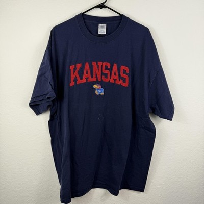 Vintage Kansas Jayhawks Shirt Mens 2XL Blue Sewn On Patch Basketball Jayhawk