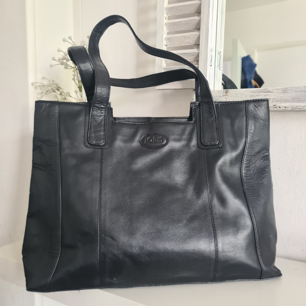 JOBIS Leather Tote Bag Weekender Shoulder Bag Large Office