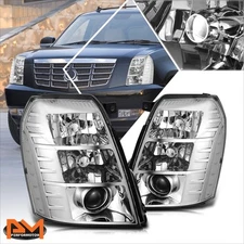 For 07-14 Cadillac Escalade ESV EXT Clear Corner HID Projector Headlights Chrome