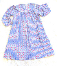 Lanz of Salzburg Nightgown Womens M Blue Tyrolean Flannel Hearts 100 Cotton