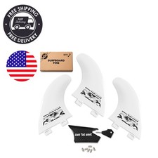 Lightweight Arctic White Surfboard Fins Set - FCS G5/M5 Compatible Thruster Fins