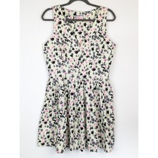 Pinup Couture Kelly Dress Falling Leaves Rockabilly Cottagecore Cream Size XL