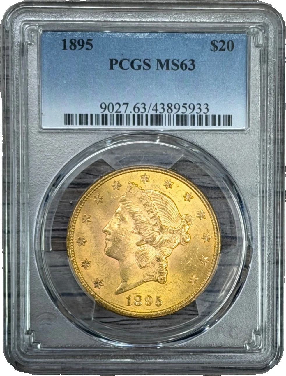 1895 P $20 Liberty Gold Double Eagle, PCGS MS 63, Investment Grade Bullion