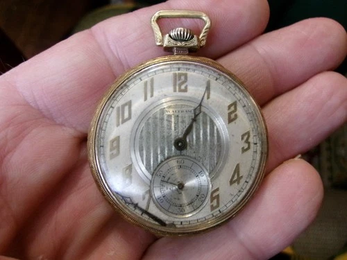 Antique WALTHAM Men's Pocket Watch 17 Jewels 14k Gold Filled Case For Repairs
