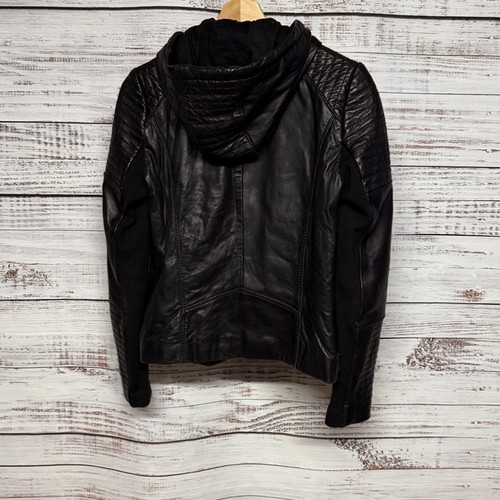 Giacca moto Michael Kors vera pelle nera con cappuccio XS - Foto 3 di 11
