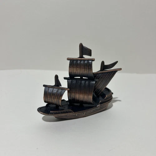 Vintage Die Cast Miniature Metal Pencil Sharpener Pirate Ship Galleon