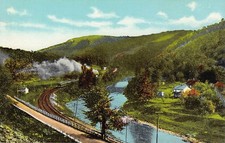 Curt Teich Rural Landscape Steam Train Vintage Post Card