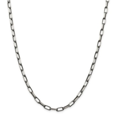 Mens 4.8mm Sterling Silver Antiqued Oval Cable Chain Necklace | eBay