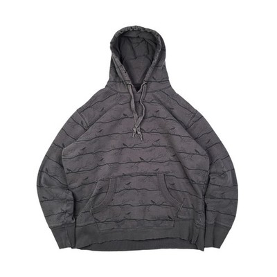 Vintage Mossimo All Over Black Crows Grey Baggy Hoodie Distressed XL Y2K Skater