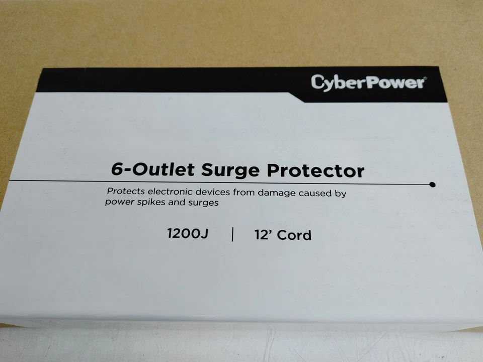 Lot of 2 New CyberPower 6-Outlet Surge Protector 12ft Cord 1200J 125V 15A 1875W - Image 2 of 4