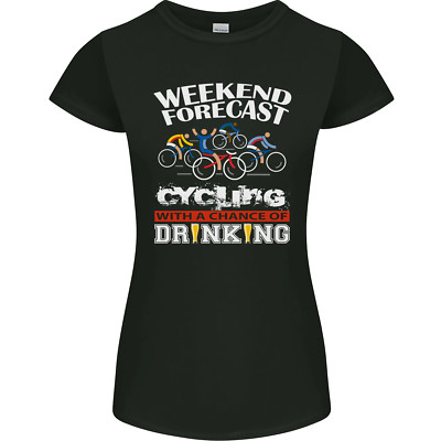 Wochenende Forecast Fahrrad Cyclist Lustiges Damen Petite Schnitt Maglietta
