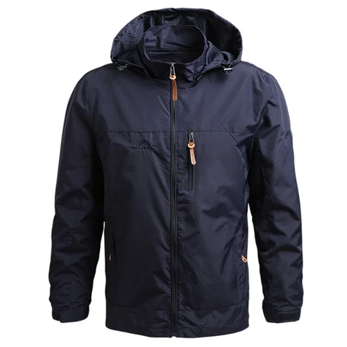 Herren Wasserabweisend Reißverschluss Kapuze Windbreaker Wandern Taktische Jacke Mäntel - Bild 8 von 17