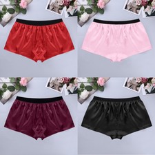 Satin Underwear Boxer Briefs Shorts Underpants Men's Sleep Soft Knickers Trunks
