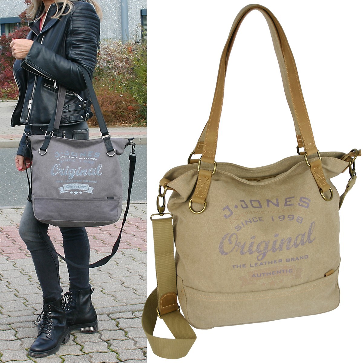 Canvas Schultertasche Damen Umhängetasche Crossover Handtasche Schultergurt  Groß