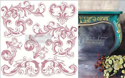 re-design Decor Clear Cling Stamps Elegant Schablone Stempel Vintage Shabby Chic