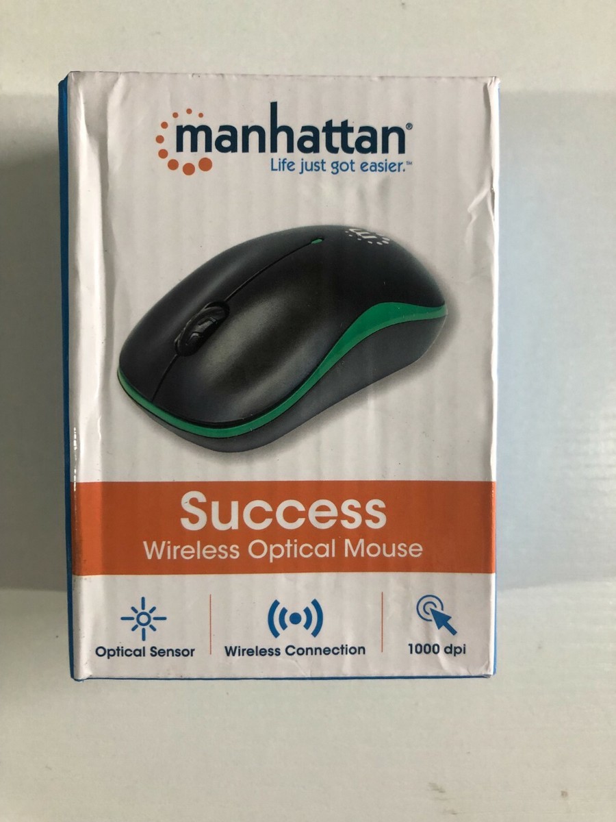 Manhattan SUCCESS Wireless OPTICAL Mouse Green Black NEW