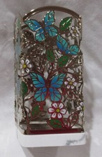 Bath  Body Works SOAP Sleeve Holder green BUTTERFLIES on gold w/ marble base
