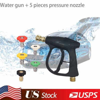 #ad M22 14 hose connection 4350 PSI pressure washer water gun 5 pressure nozzles $20.56