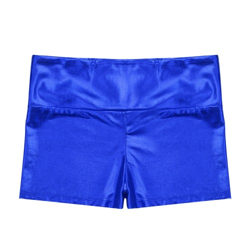 US Girls Shiny Metallic High Waist Dance Shorts Ballet Gymnastic Active Workout - Picture 9 of 21