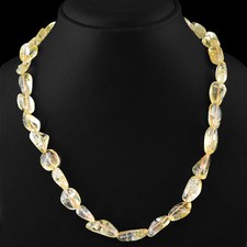 ATTRACTIVE 245.00 CTS NATURAL RICH YELLOW CITRINE UNTREATED BEADS NECKLACE DG