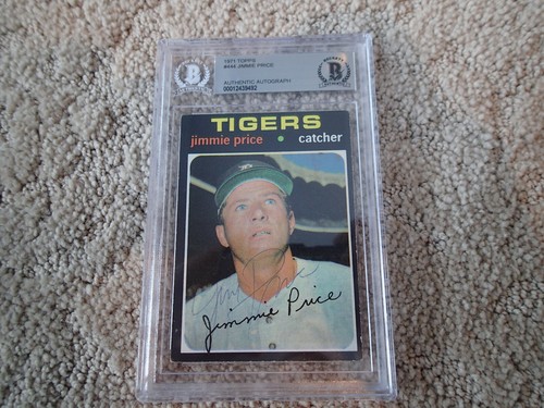 1971 Topps #444 JIMMIE PRICE signierte BASEBALLKARTE AUTO Beckett Slab TIGERS