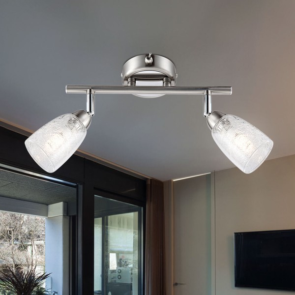 Deckenleuchte Deckenlampe Wohnzimmerleuchte 2 Flammig Verstellbar Silber Led-image