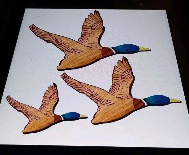3 FLYING DUCKS 2D rustic Vintage Wooden WALL HANGING Decor see Pics Sweet Items - Image 3 of 3