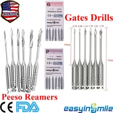 10Pack Dental Endo Peeso Reamers/Glidden Gates Drill Spiral Root Canal #1-6 Burs