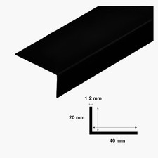 PVC CORNER UNEQUAL BLACK PLASTIC 90 DEGREE ANGLE TRIM 2.5 METERS VARIOUS SIZES