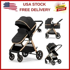 Accombe 2 in 1 Baby Stroller Convertible Bassinet Pushchair for Infants and N...