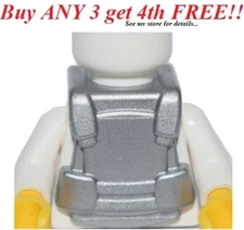 ☀️NEW Metallic Silver Minifig Armor Breastplate wi/ Back Stud Power Miners Agent