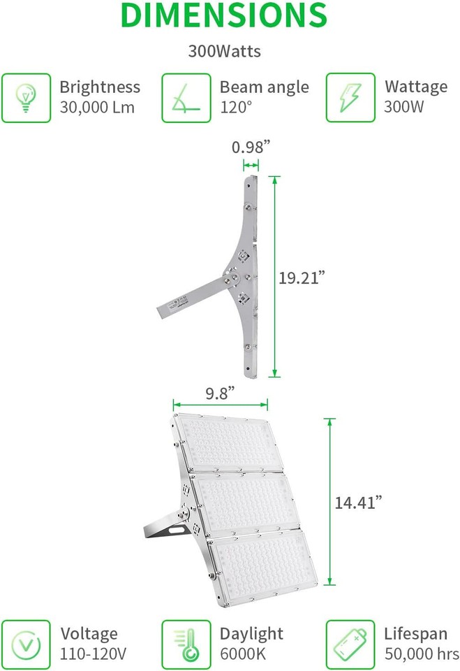 4X 300W LED Flood Light Super Bright Outdoor Stadium Lights Daylight