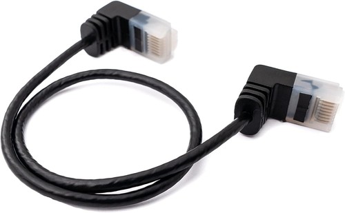 LAN Kabel 50 cm RJ45 8P8C STP Cat6 Stecker zu Stecker Winkel Adapter Schwarz