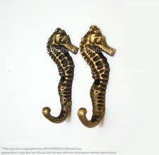 3.15 Inch Solid Brass Seahorse Wall Hooks - Retro Coat Hat Wall Mount Hooks