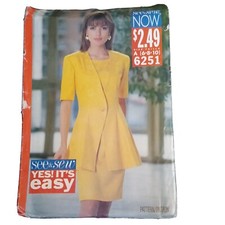 Butterick See & Sew 6251 Easy Misses Dress Jacket Coat Pattern SZ 6 8 10 Uncut