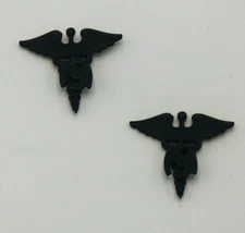 2 US Vietnam Era Army Medical Service Corps Branch Officer Collar Insignia Pin