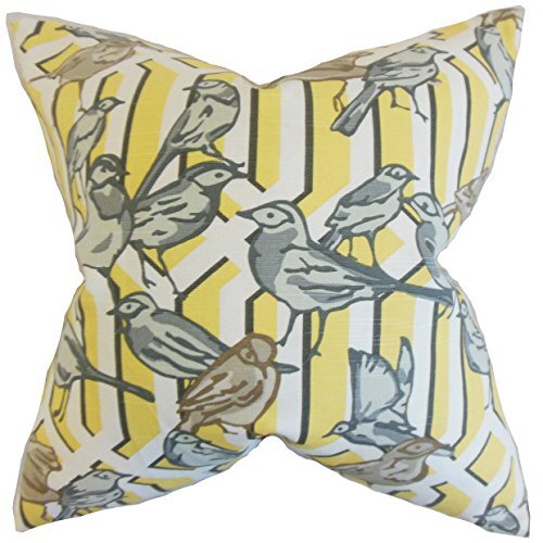 The Pillow Collection Bela Aviary Cuscino, Giallo