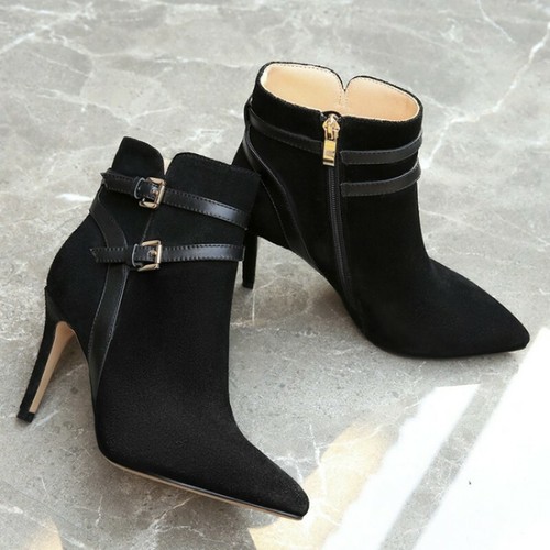 talon à pointu à boucle avec pour aiguille hiver Bottes Nouvelles femmes rivet glissière bout côté nxwY8PBB1q