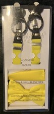 Vesuvio Napoli XL Yellow Italian Suspender Bowtie Handkerchief Set NEW