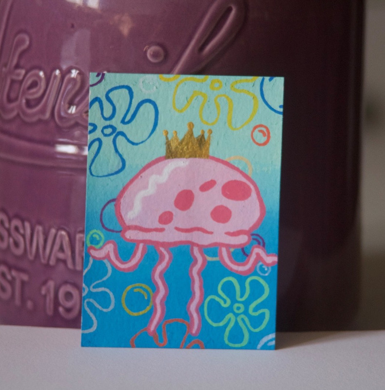 “So what, Bob?”, ACEO Original Art Painting by Austyn Q., 2.5x3.5 Inches